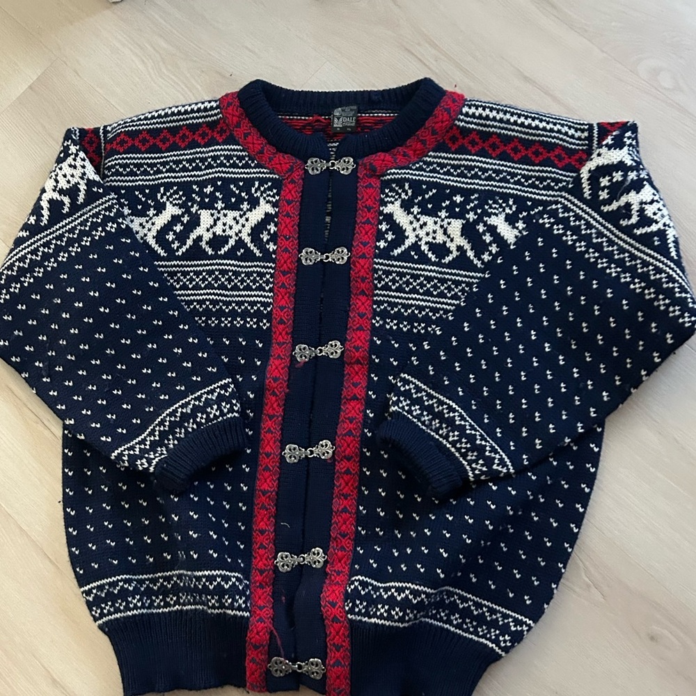 DALE of norway virigin wool sweater womens size XXL loose weave navy winter - Picture 1 of 14